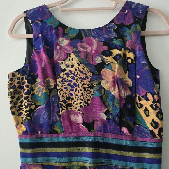 VINTAGE Floral Cheetah Dress Size 4 Petite - Picture 2 of 9